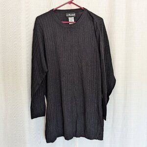 Sag Harbor Woman Metallic Black Sweater 2X Long Sleeves